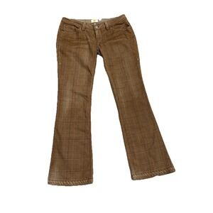 Y2K Antik Denim Brown Plaid Low Rise Bell Bottom Pants Size 32